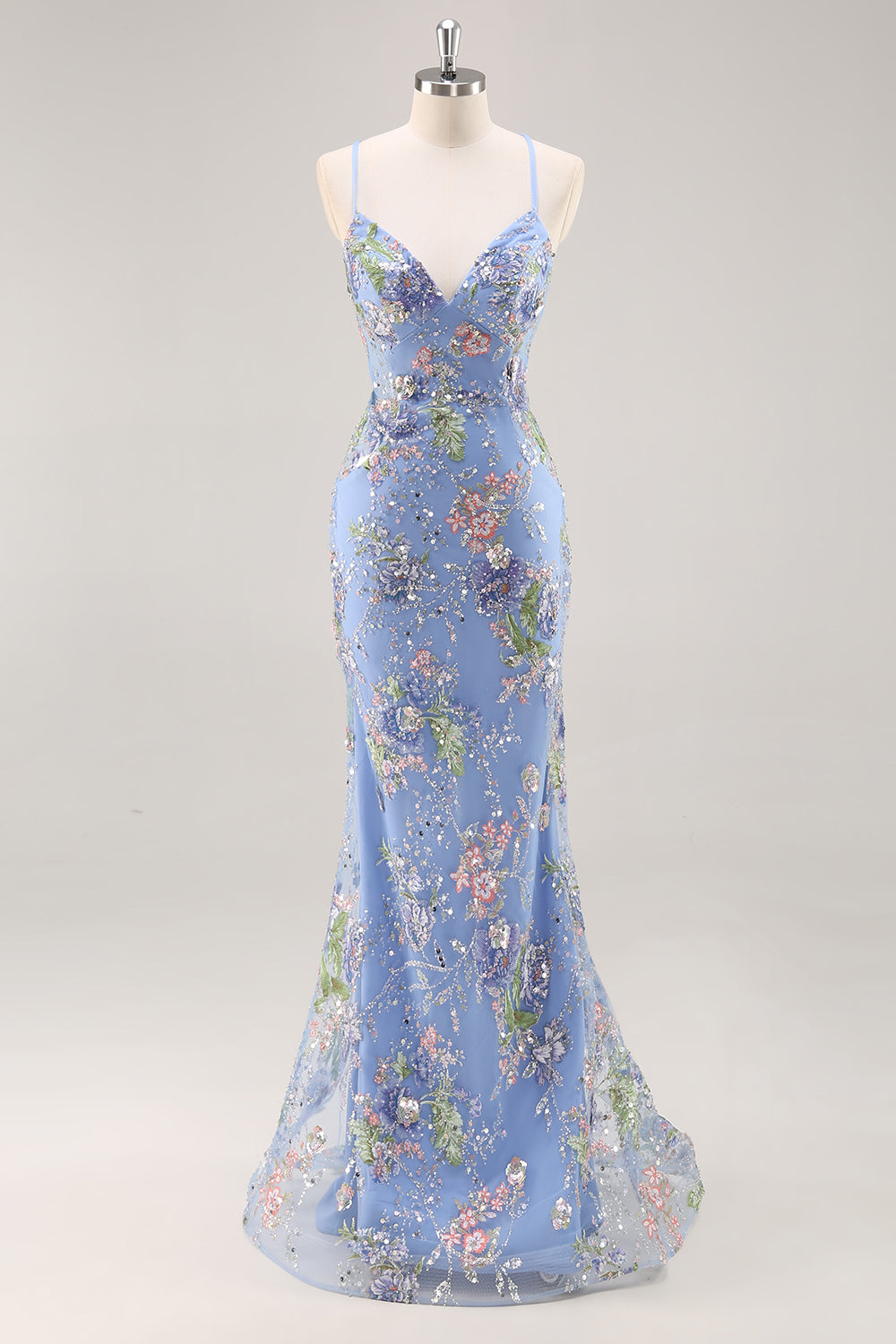 Sequins Mermaid Spaghetti Straps Black Prom Dress with Appliques - Image 16