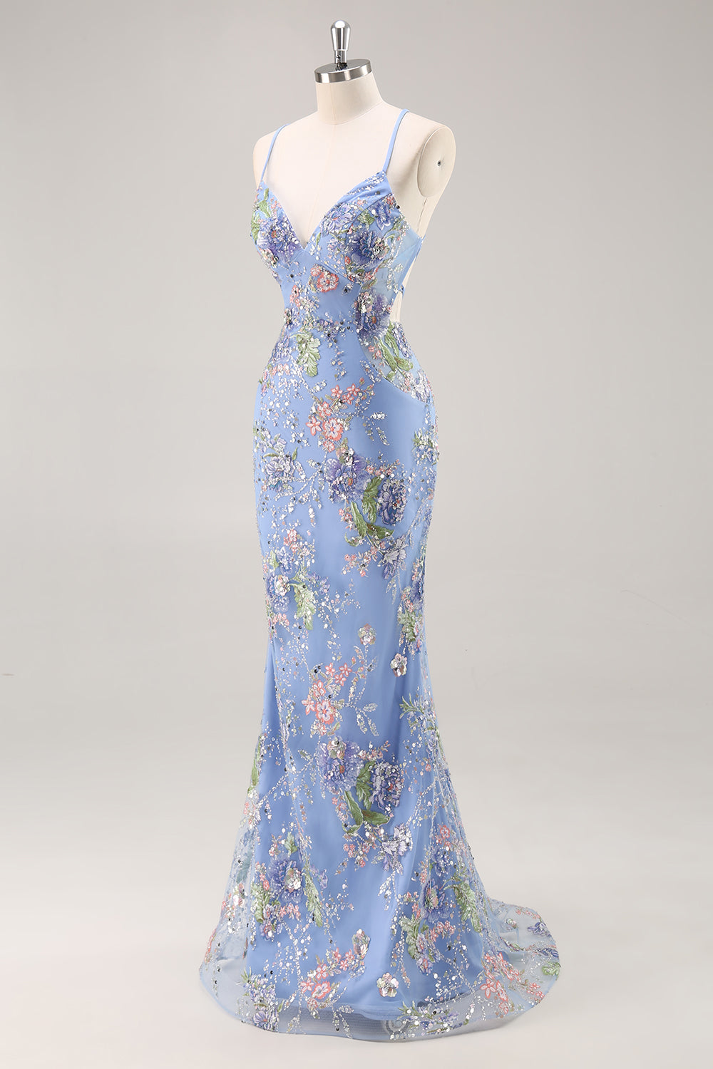 Sequins Mermaid Spaghetti Straps Black Prom Dress with Appliques - Image 18