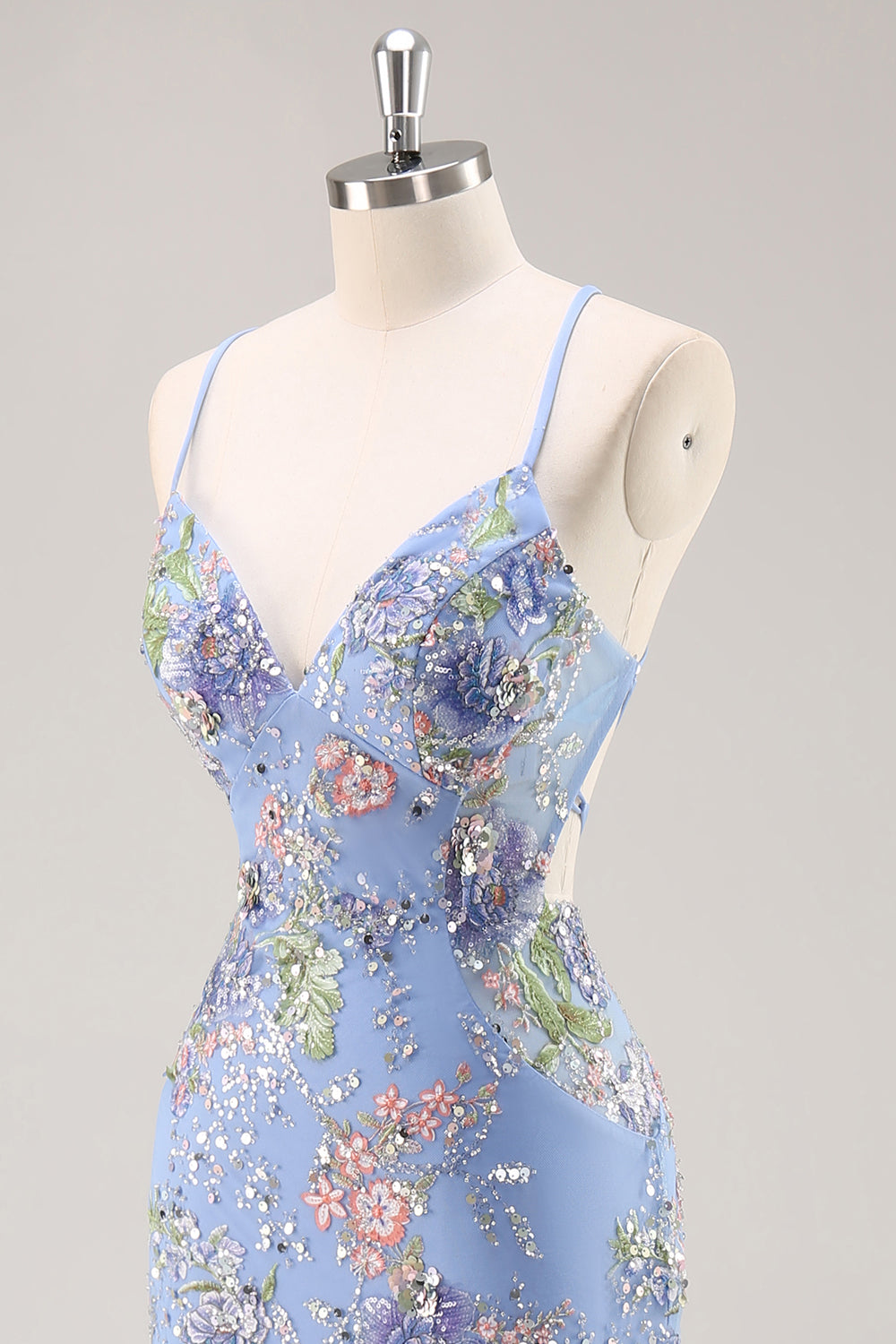 Sequins Mermaid Spaghetti Straps Black Prom Dress with Appliques - Image 21