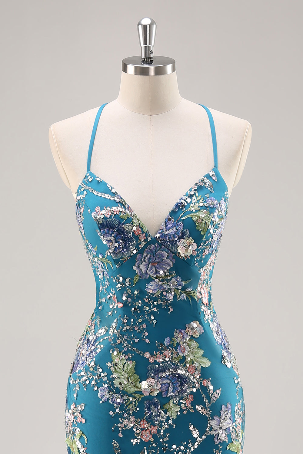 Sequins Mermaid Spaghetti Straps Black Prom Dress with Appliques - Image 31