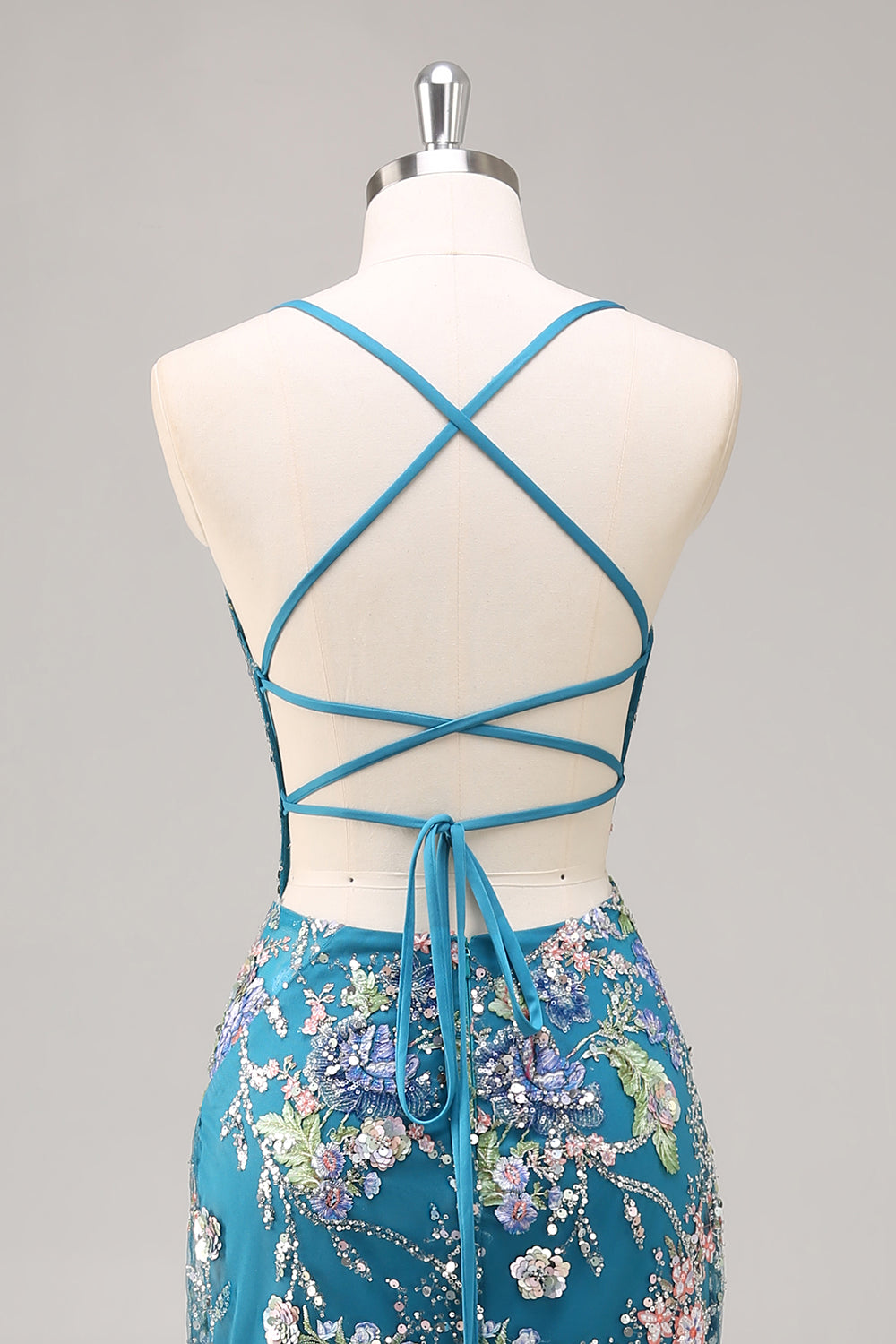 Sequins Mermaid Spaghetti Straps Black Prom Dress with Appliques - Image 32