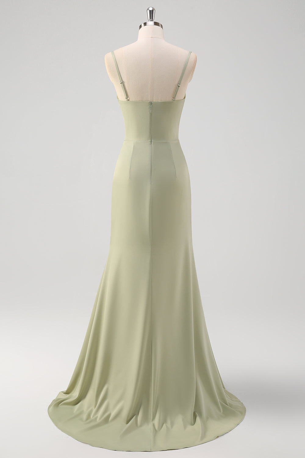 Sage Pleated Corset Mermaid Maxi Prom Dress with Slit - Image 2