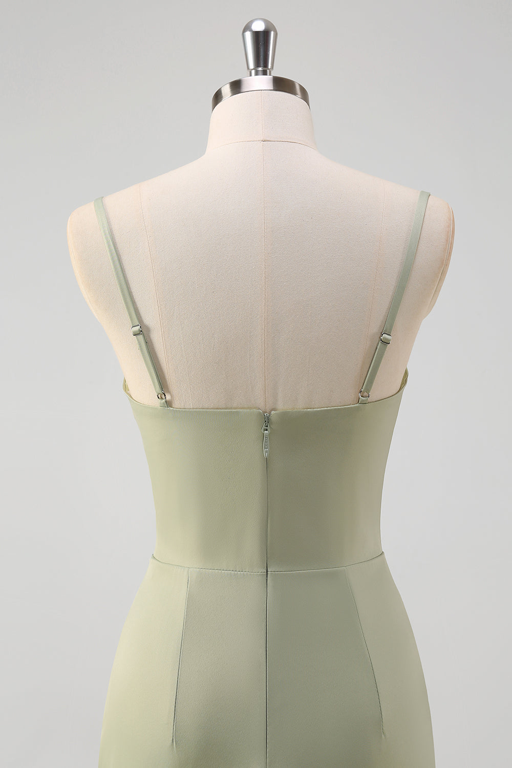 Sage Pleated Corset Mermaid Maxi Prom Dress with Slit - Image 5