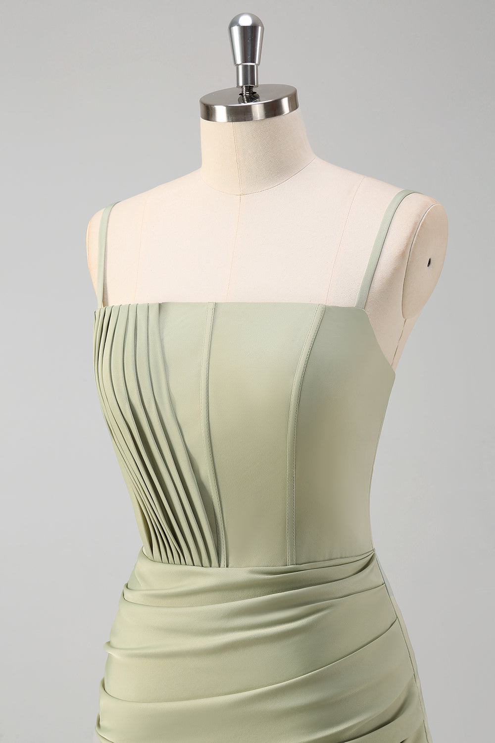 Sage Pleated Corset Mermaid Maxi Prom Dress with Slit - Image 6