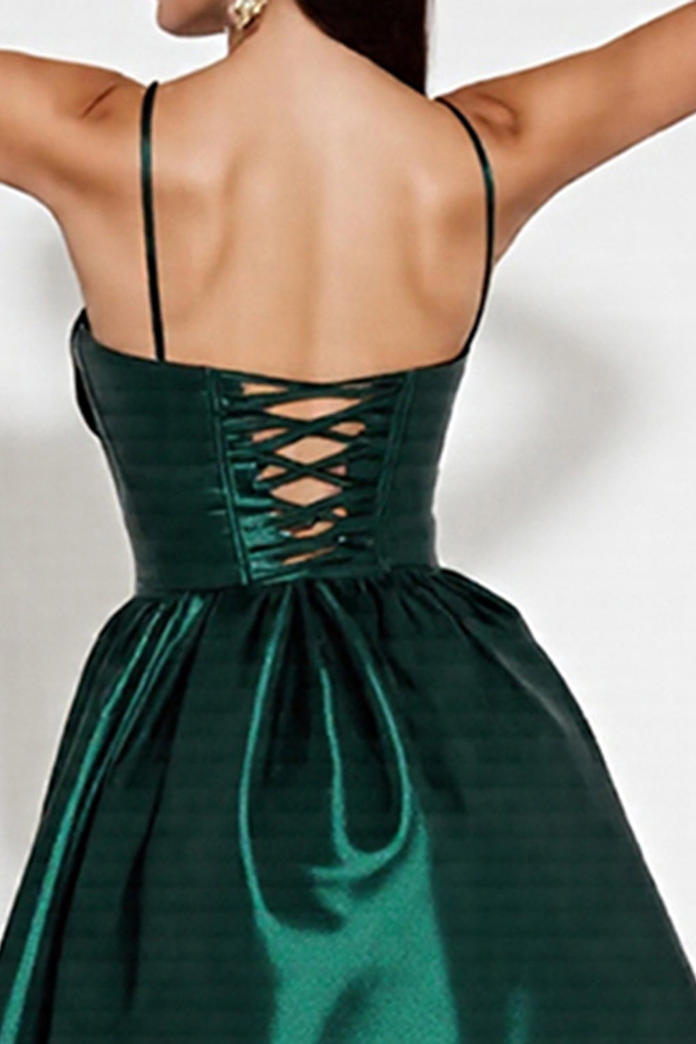 Satin Green A Line Short Homecoming Dress - Image 6
