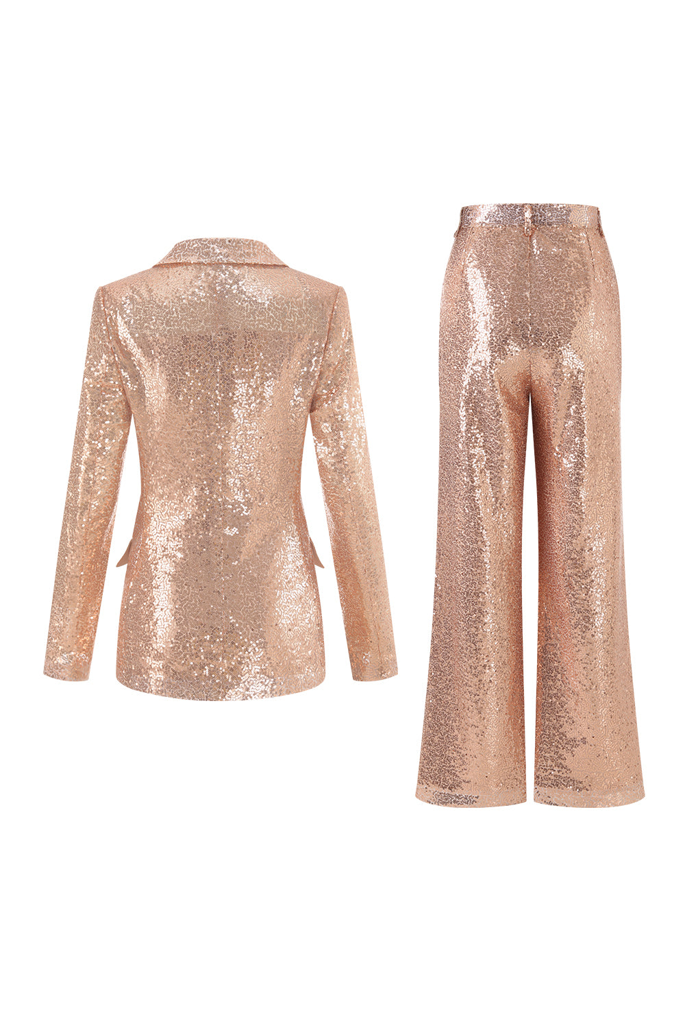 Sequin Golden 2-Piece Notched Lapel Prom Suit - Image 2