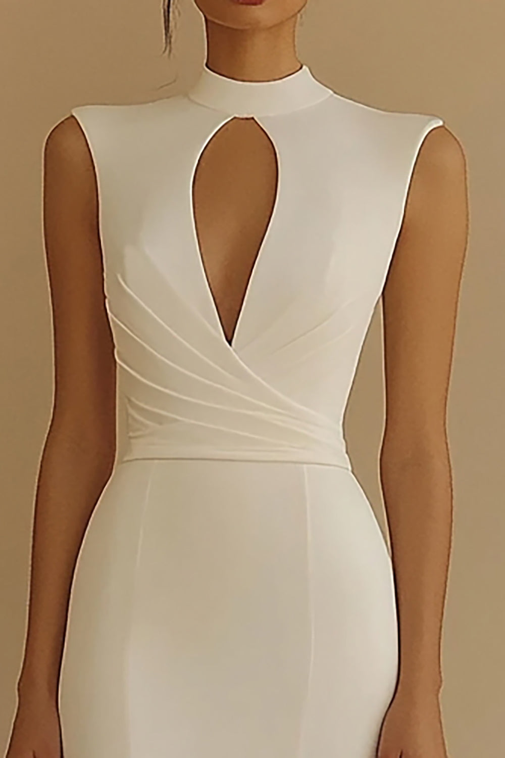Sheath Ivory Cut Out Engagement Dress with Slit - Image 2