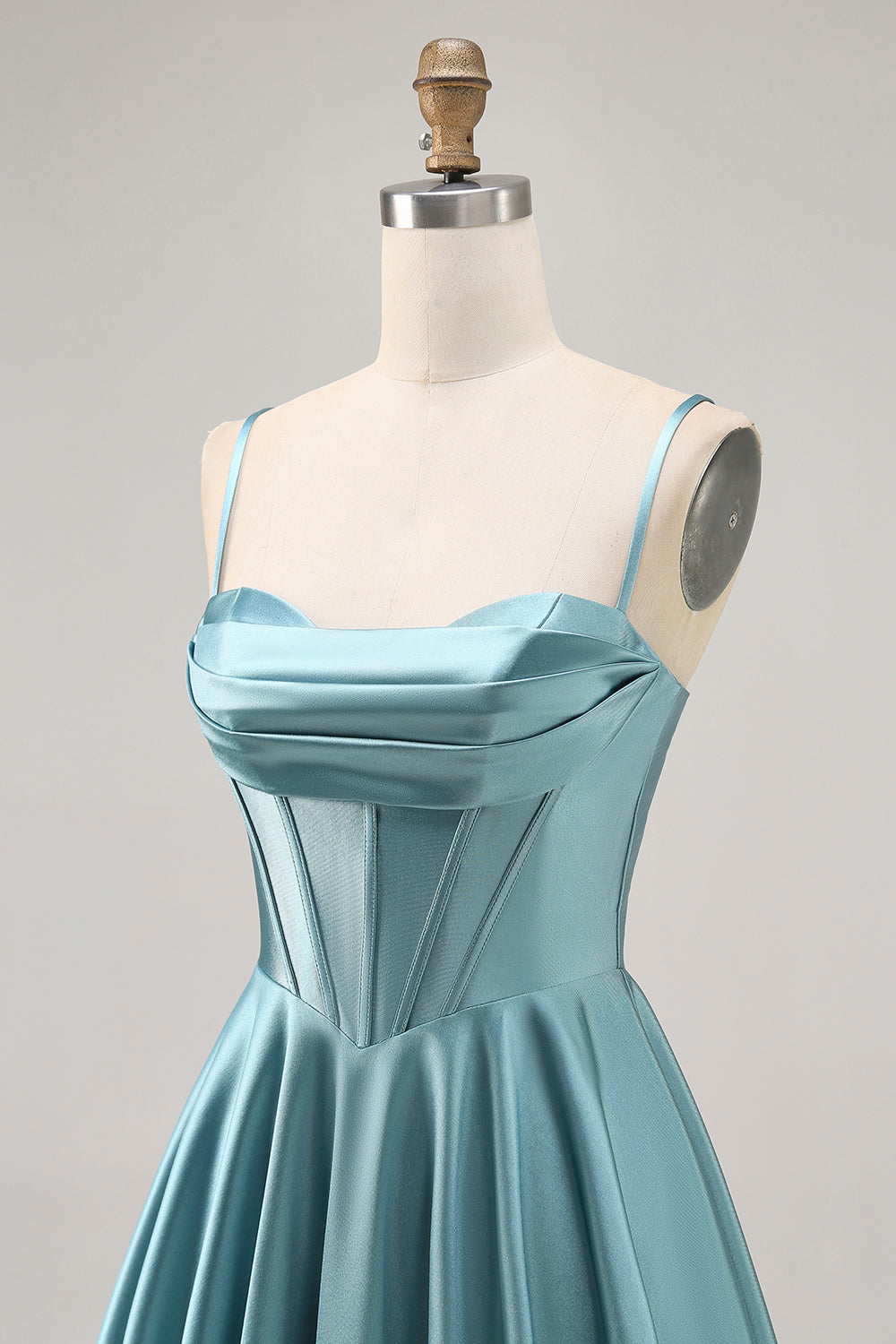 Satin Corset Grey Green A Line Homecoming Dress - Image 6