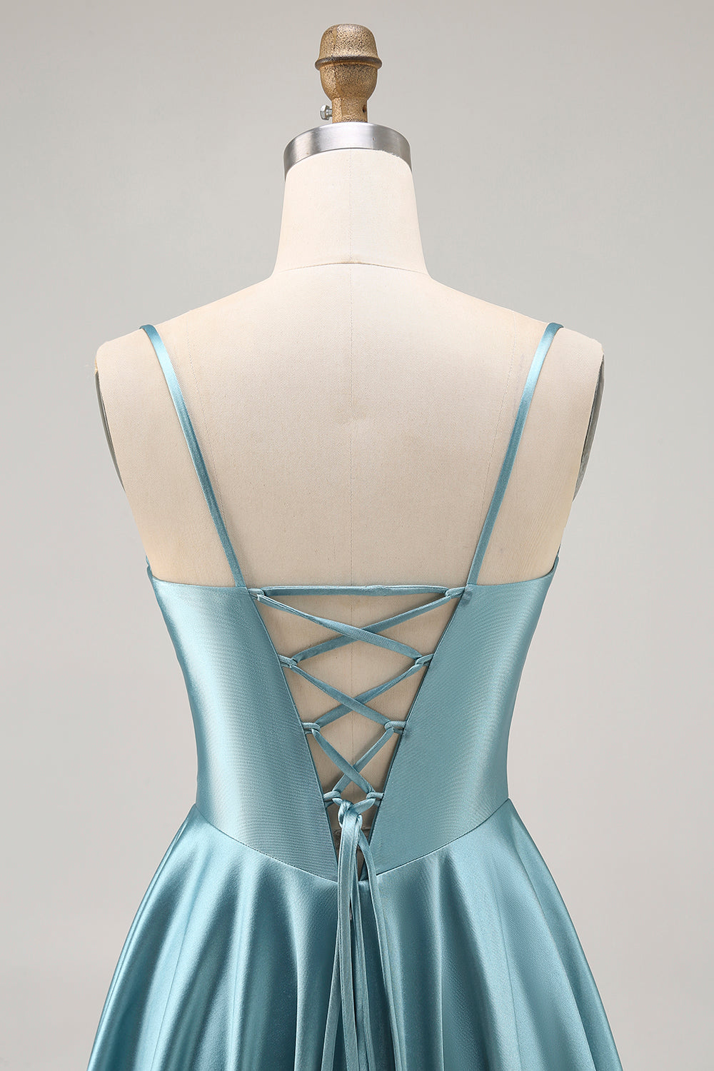 Satin Corset Grey Green A Line Homecoming Dress - Image 5