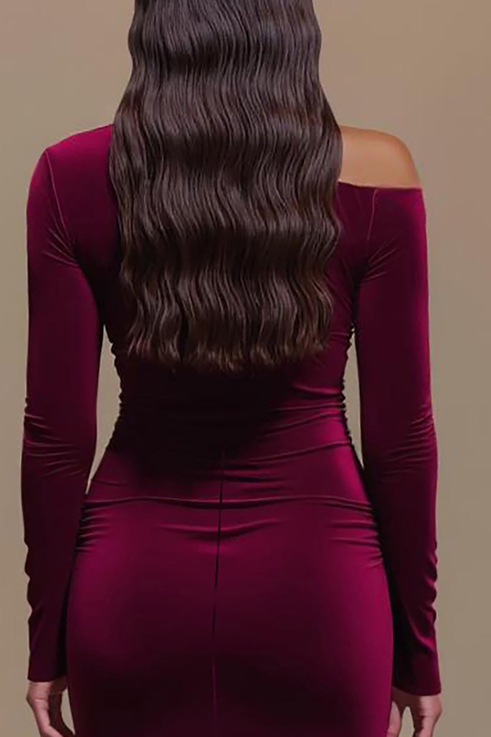 Sheath Velvet Burgundy Formal Dress with Slit - Image 4