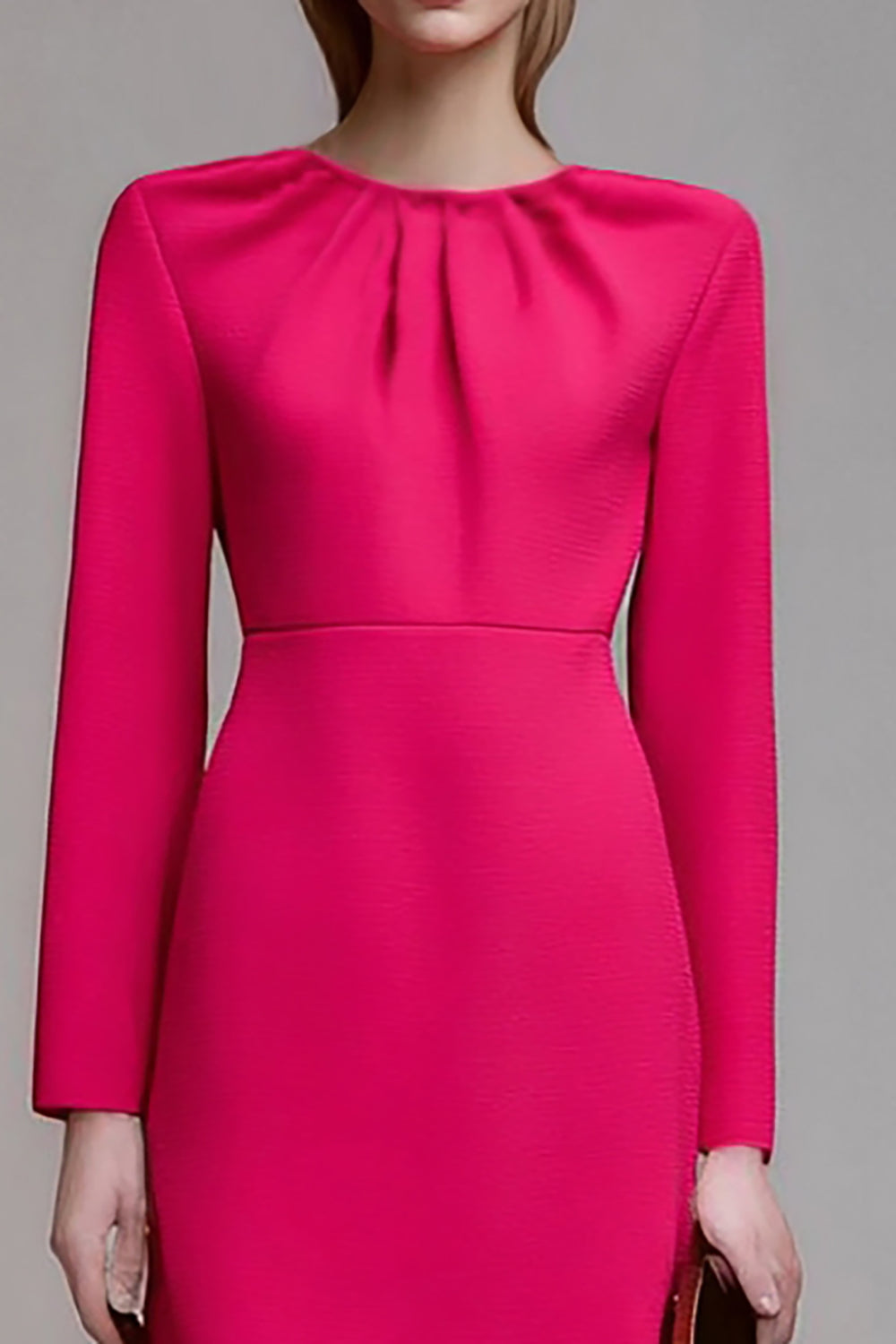 Sheath Long Sleeve Fuchsia Business Casual Dress - Image 3