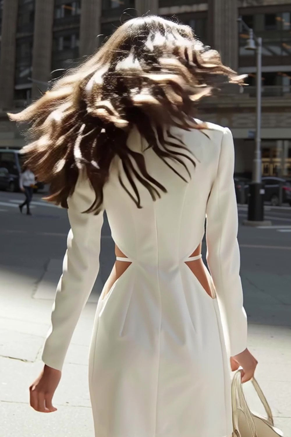 Sheath Ivory Notched Lapel Cut-Out Work Dress - Image 2