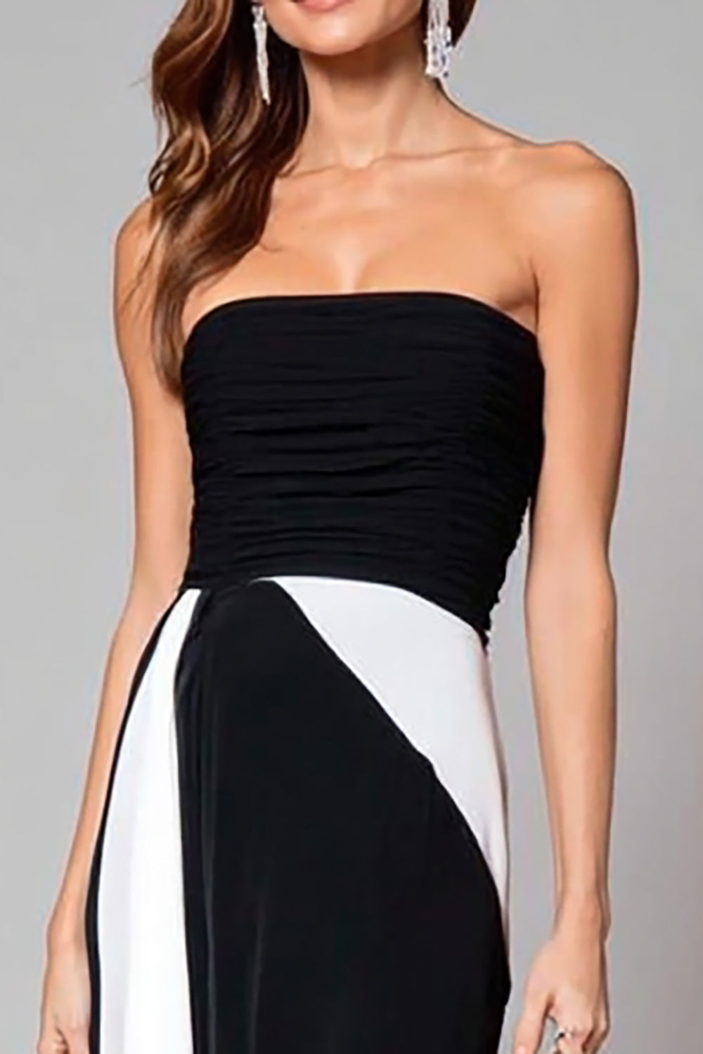 Sheath Strapless Maxi Black and White Formal Dress - Image 2