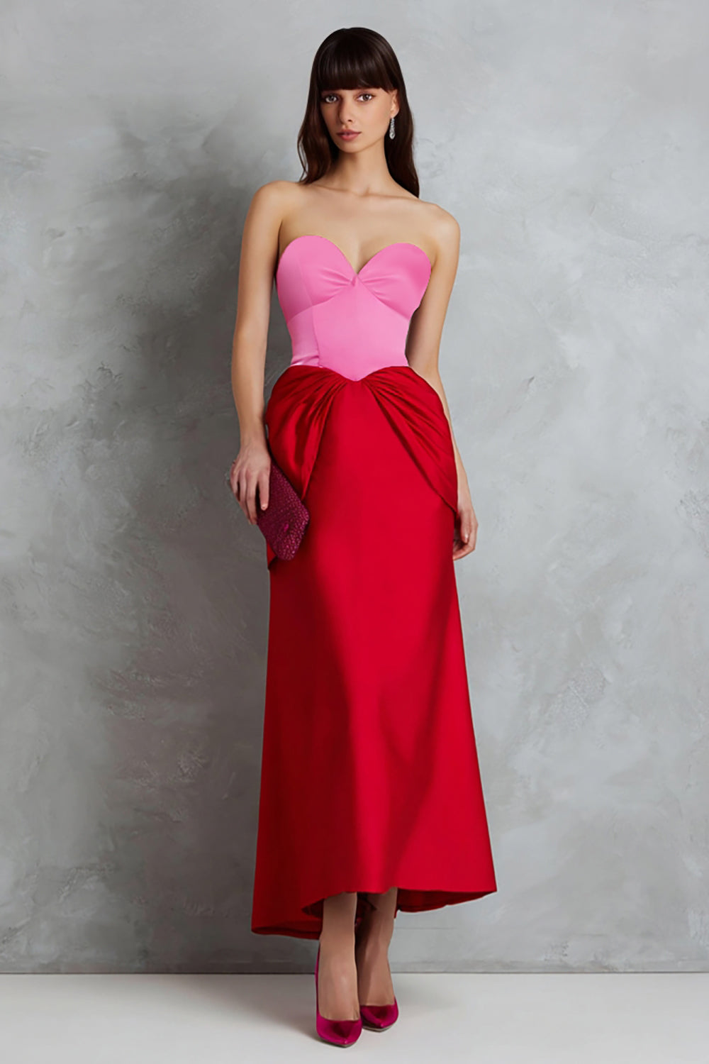 Sheath Sweetheart Red and Fuchsia Formal Dress