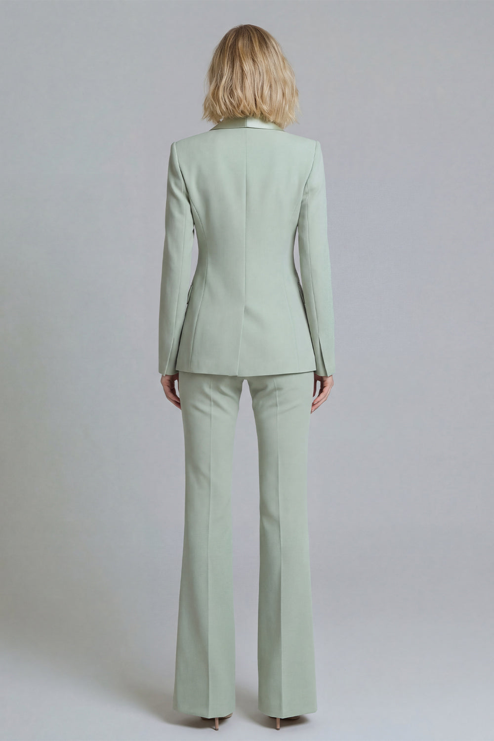 Shawl Lapel Green 2 Piece Classic Women Suits - Image 2