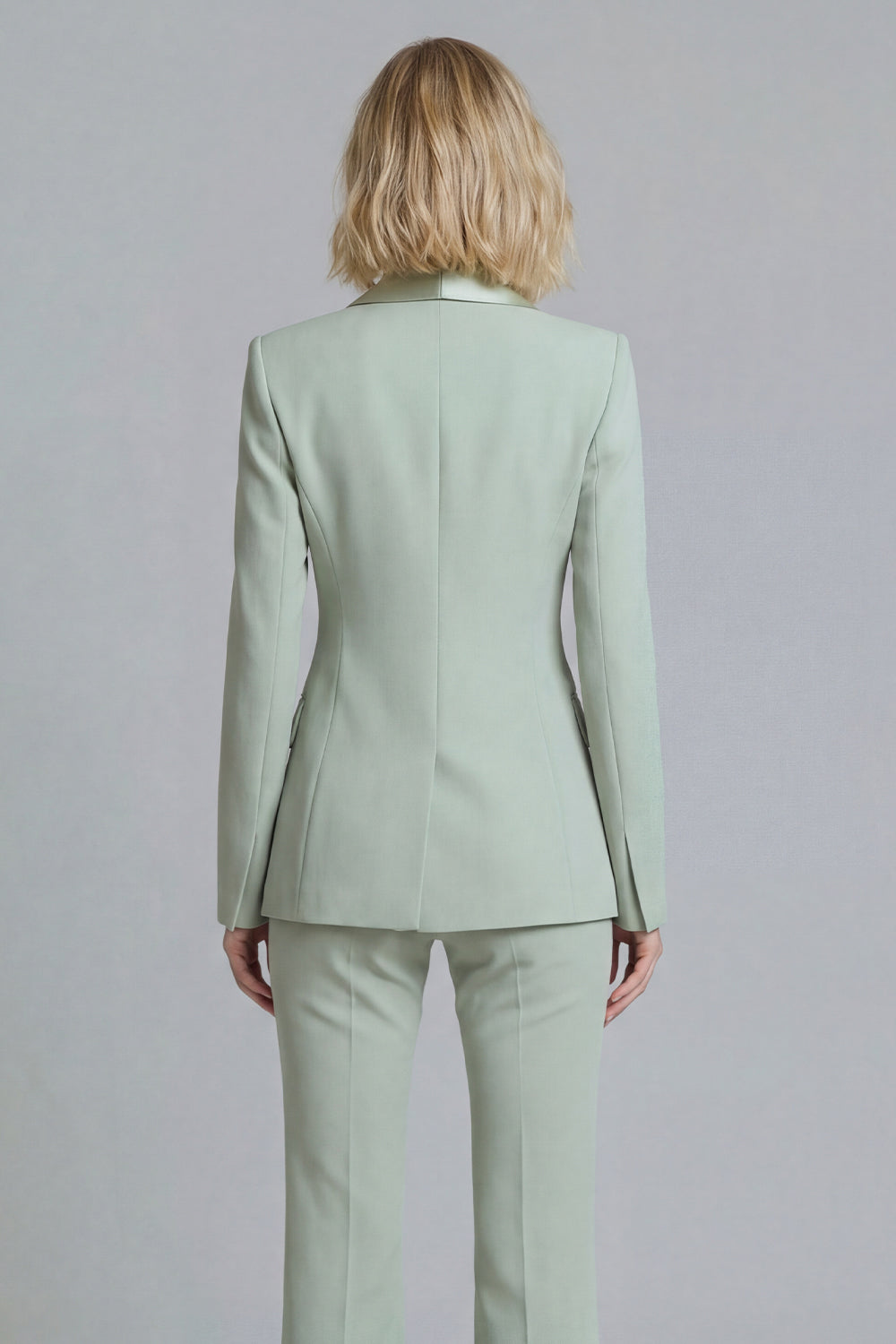 Shawl Lapel Green 2 Piece Classic Women Suits - Image 4