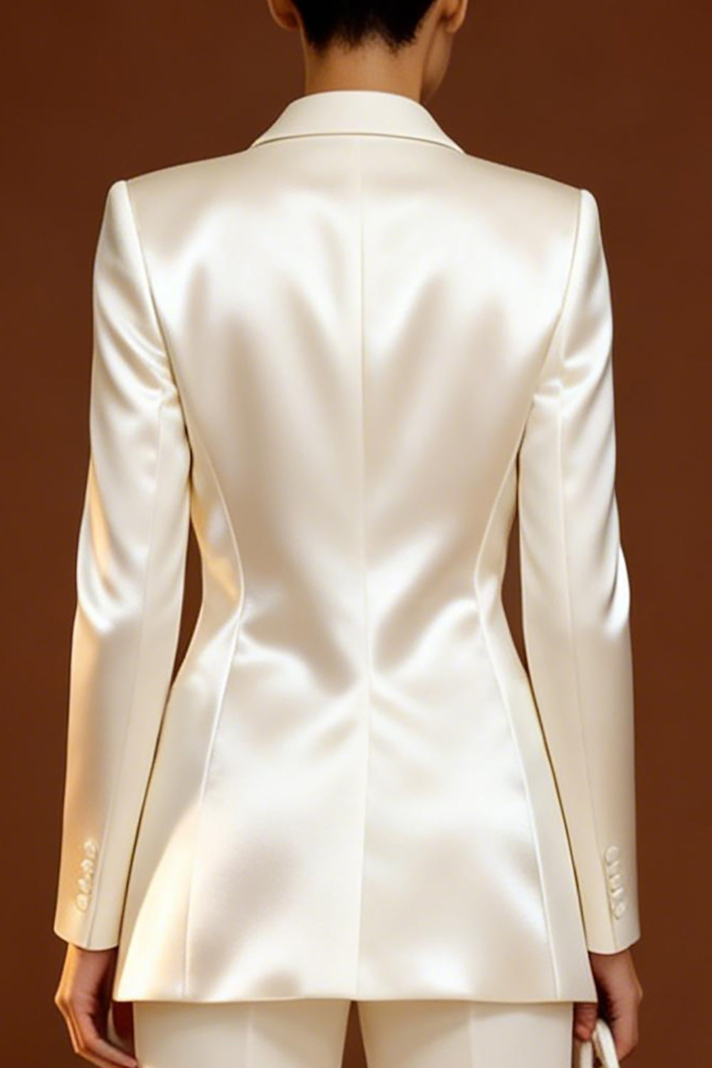 Shawl Lapel Ivory Long Sleeve 2 Piece Women Suits - Image 4