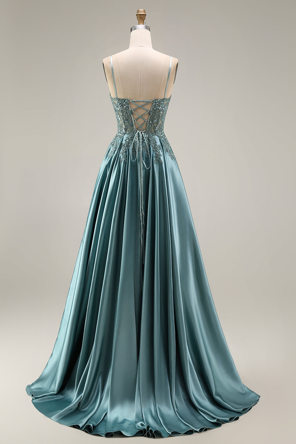 Sequin Corset A Line Appliqued Agave Prom Dress - Image 2