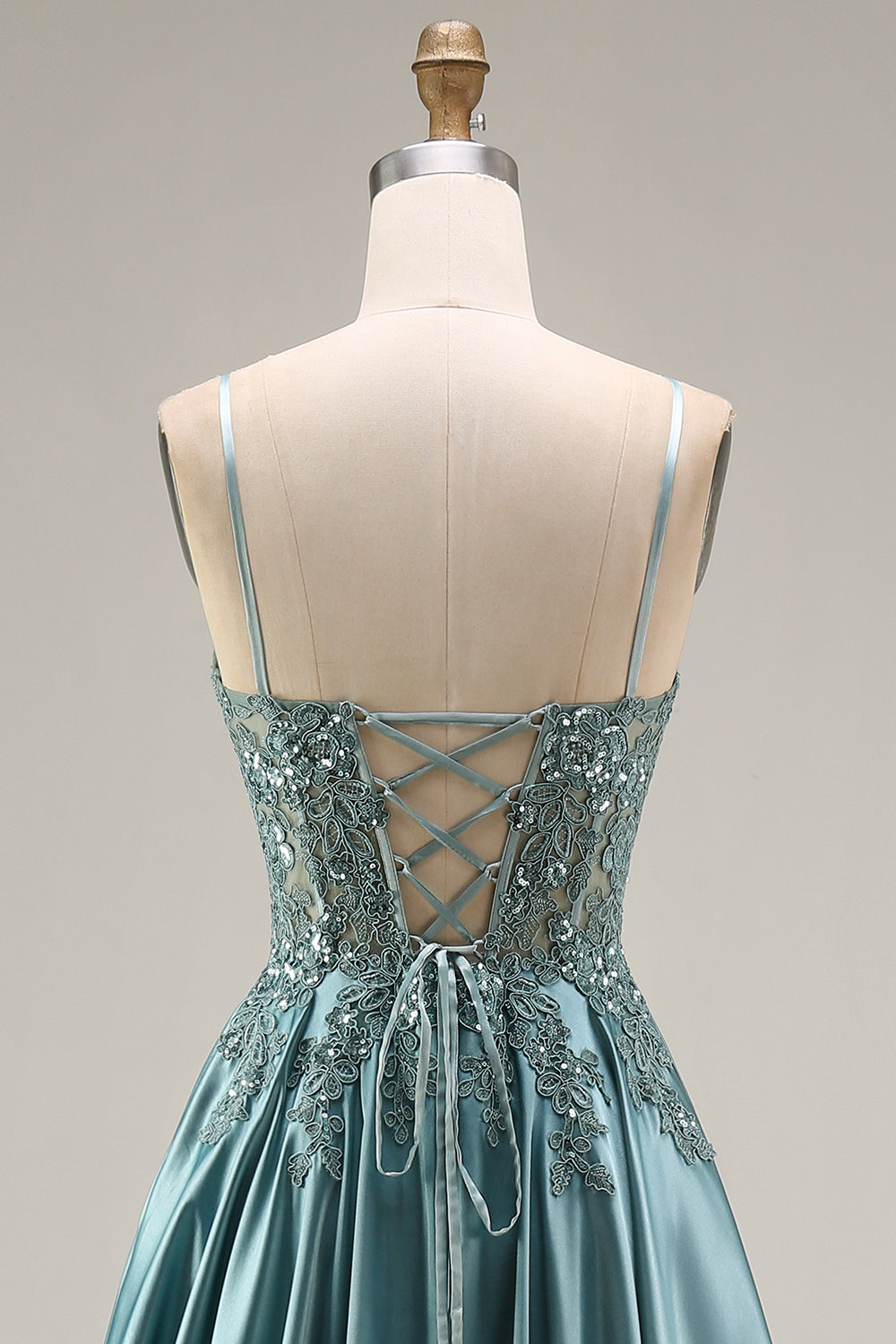 Sequin Corset A Line Appliqued Agave Prom Dress - Image 5