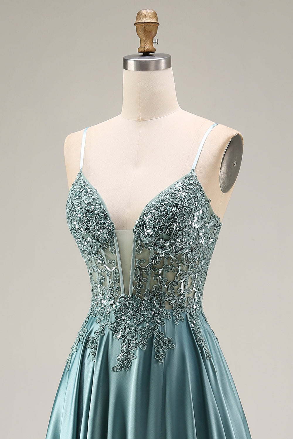 Sequin Corset A Line Appliqued Agave Prom Dress - Image 6
