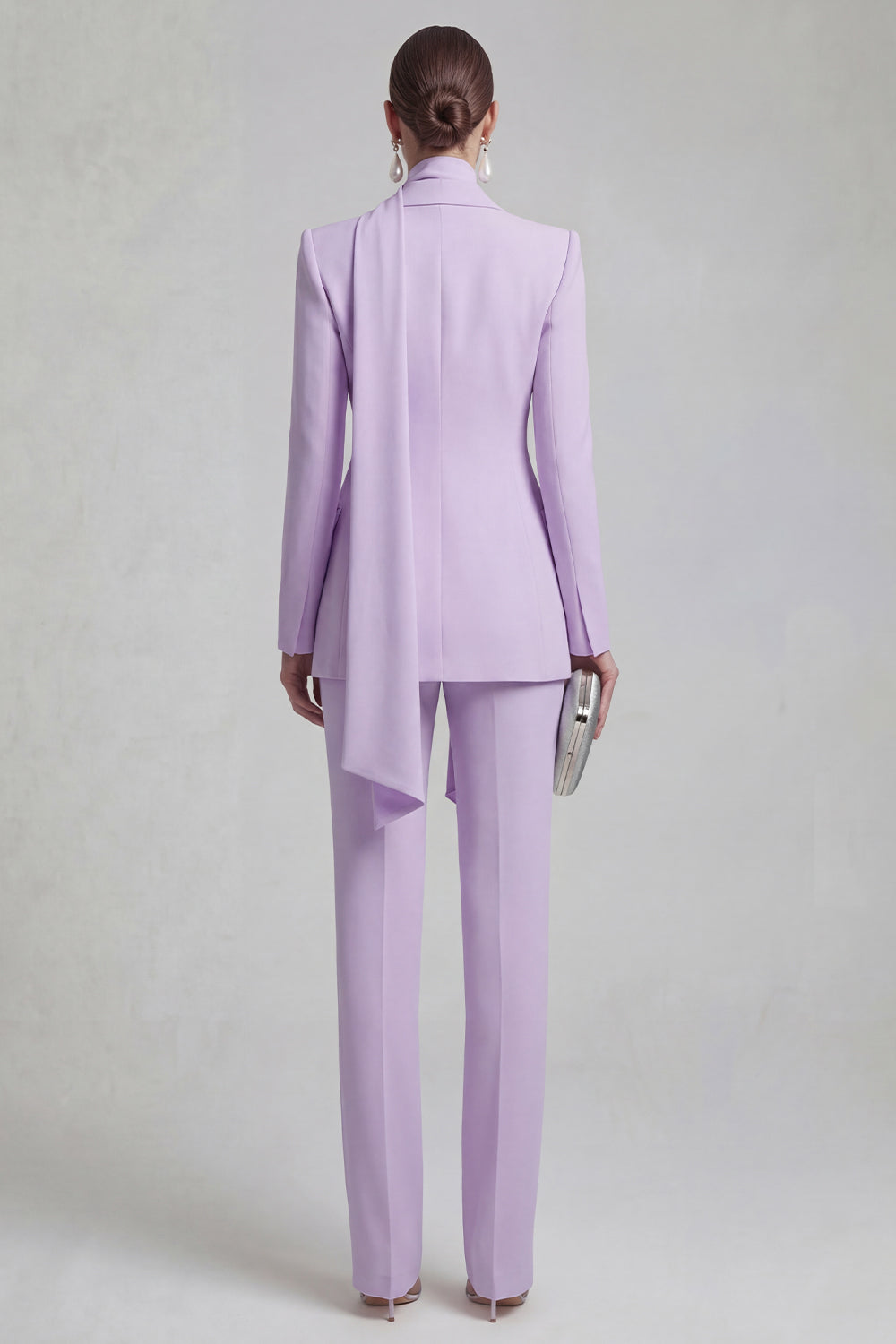 Shawl Lapel Blue 2 Piece Satin Single Buckle Women Suits - Image 10