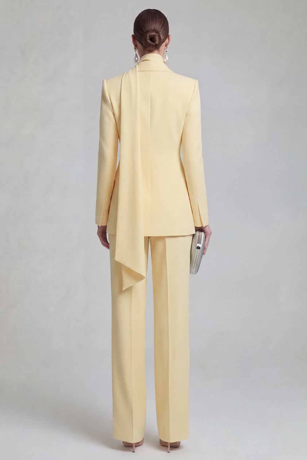 Shawl Lapel Blue 2 Piece Satin Single Buckle Women Suits - Image 18