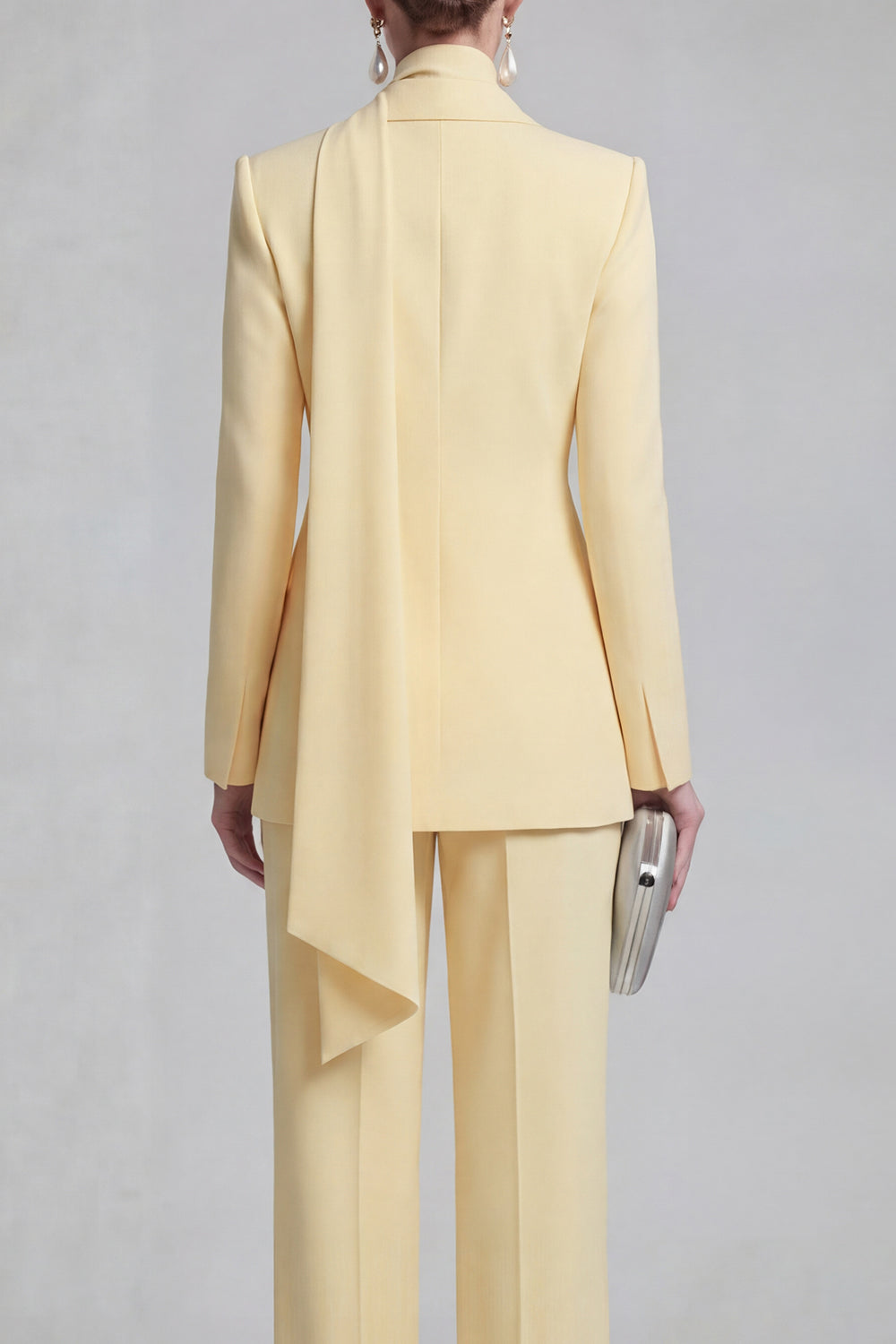 Shawl Lapel Blue 2 Piece Satin Single Buckle Women Suits - Image 20