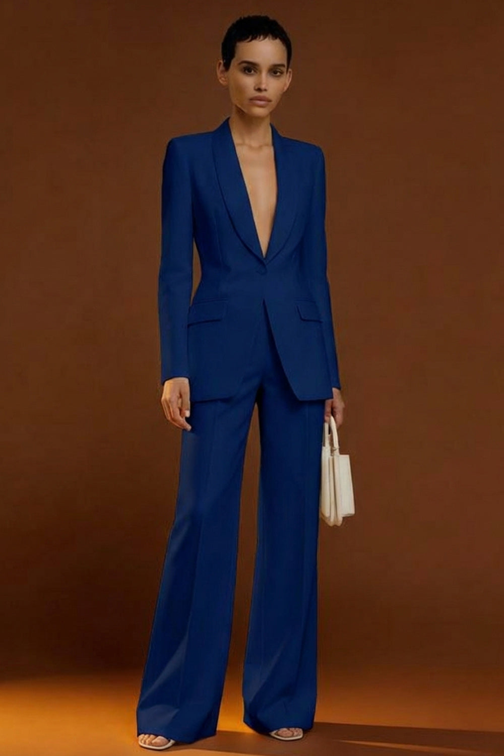 Shawl Lapel Ivory Long Sleeve 2 Piece Women Suits - Image 8