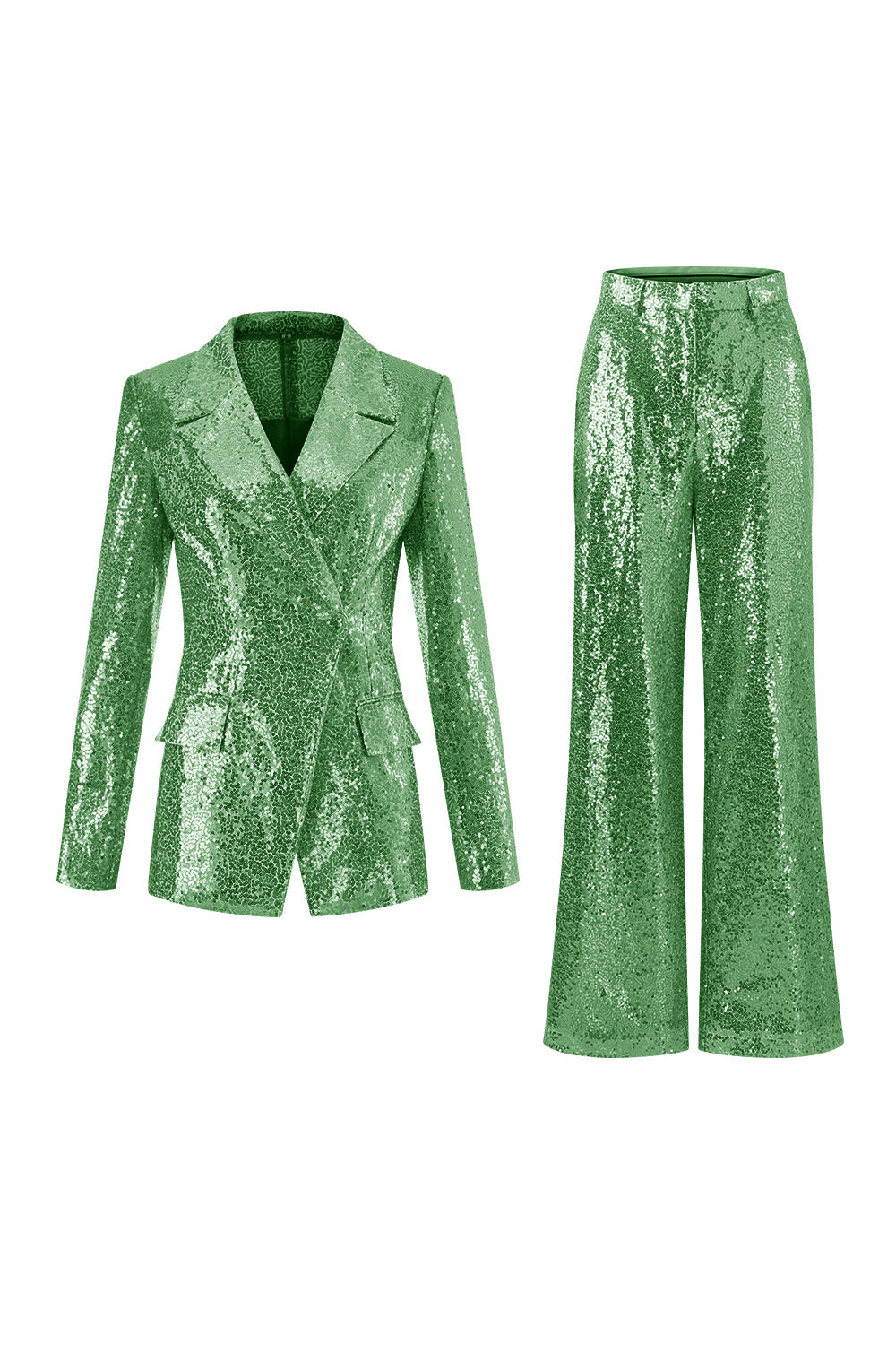 Sequin Golden 2-Piece Notched Lapel Prom Suit - Image 10
