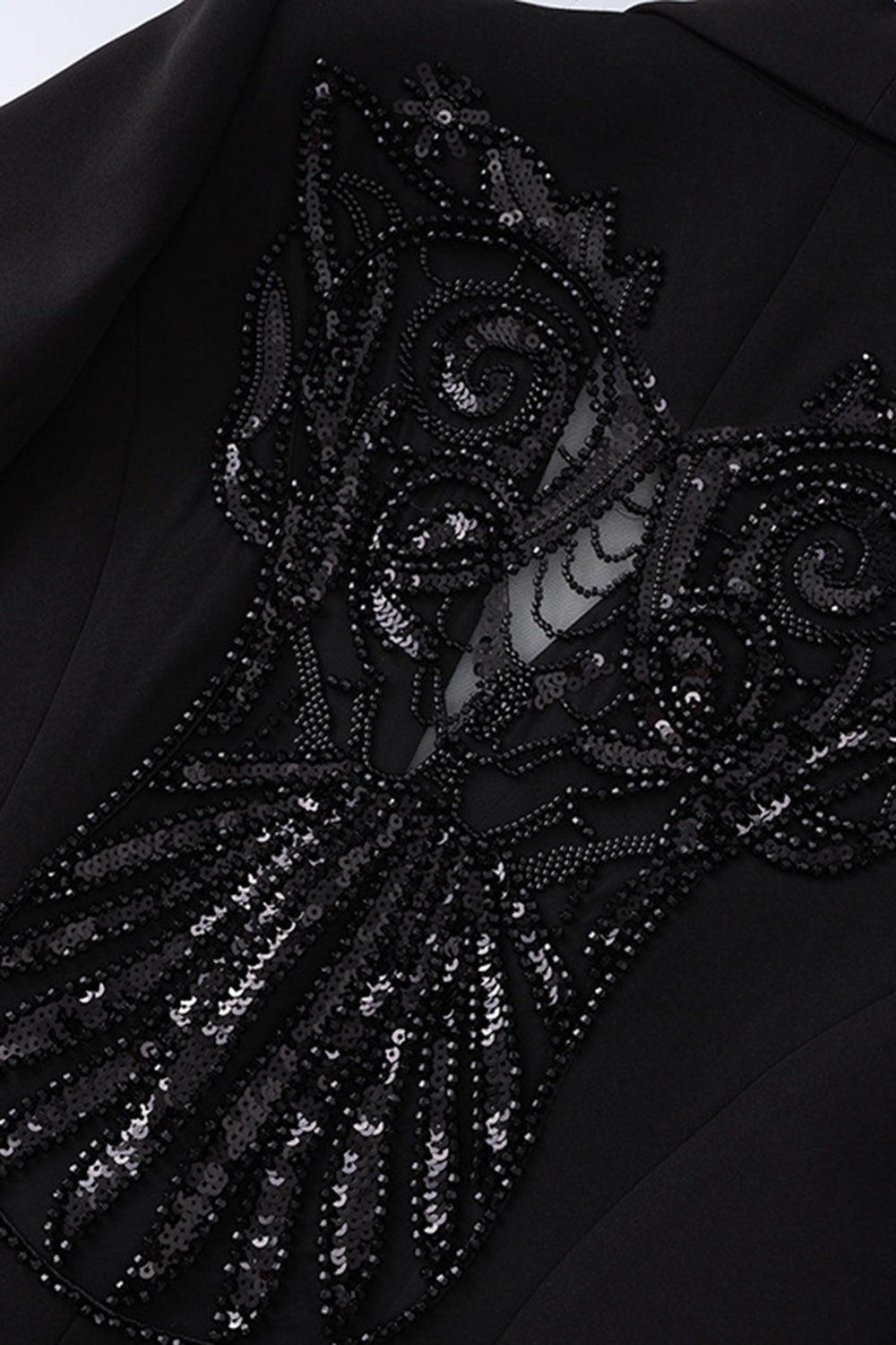 Shawl Lapel Black Beaded Women Prom Blazer With Sequins - Image 3