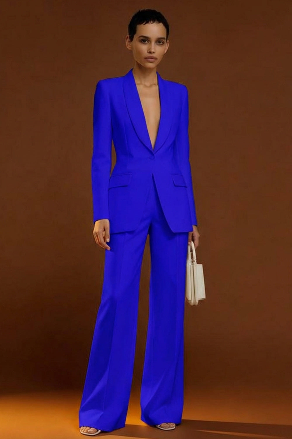 Shawl Lapel Ivory Long Sleeve 2 Piece Women Suits - Image 12