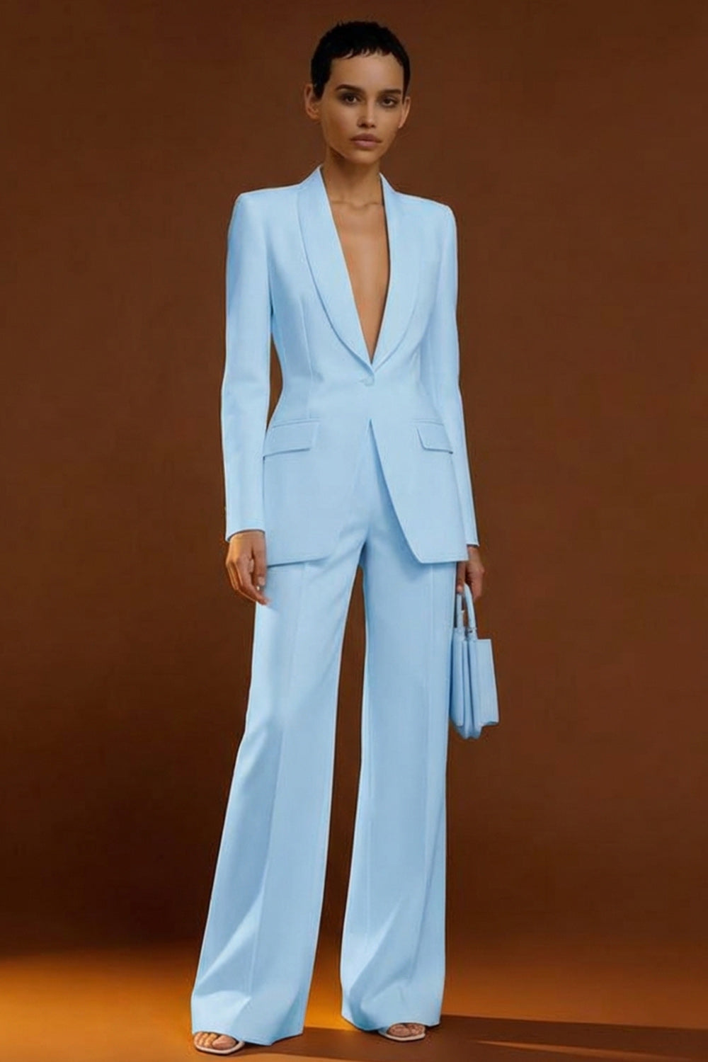 Shawl Lapel Ivory Long Sleeve 2 Piece Women Suits - Image 13